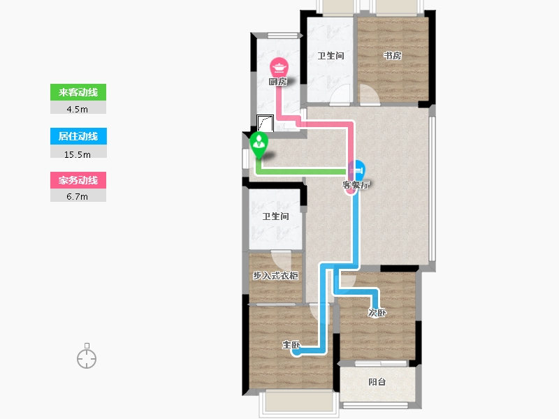 浙江省-杭州市-幸福里-89.00-户型库-动静线