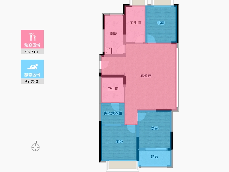 浙江省-杭州市-幸福里-89.00-户型库-动静分区