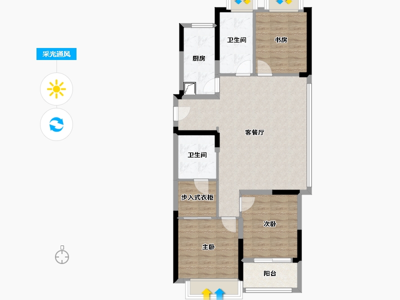 浙江省-杭州市-幸福里-89.00-户型库-采光通风