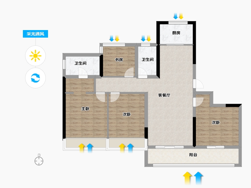 浙江省-杭州市-中旅归锦府-103.20-户型库-采光通风