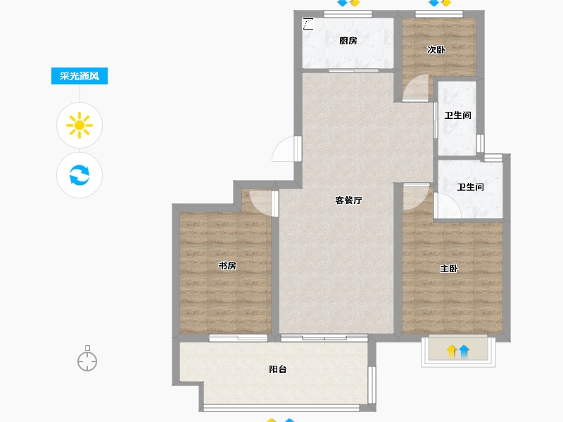 安徽省-合肥市-都荟上城-90.00-户型库-采光通风