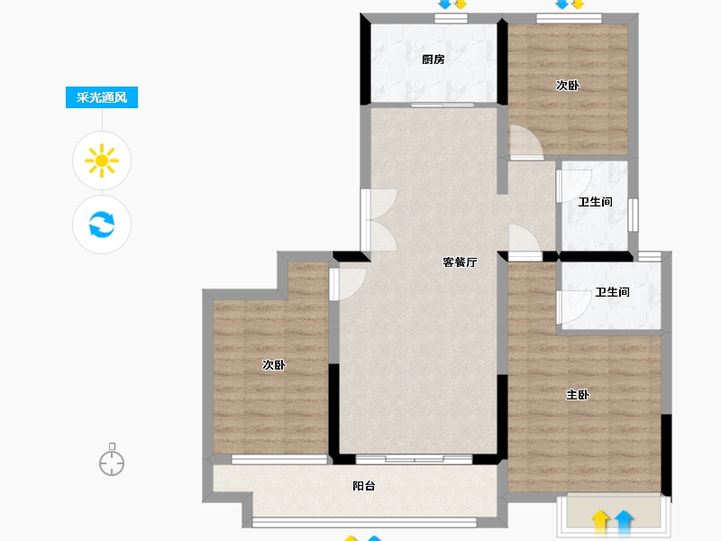 陕西省-西安市-积水云溪-100.00-户型库-采光通风