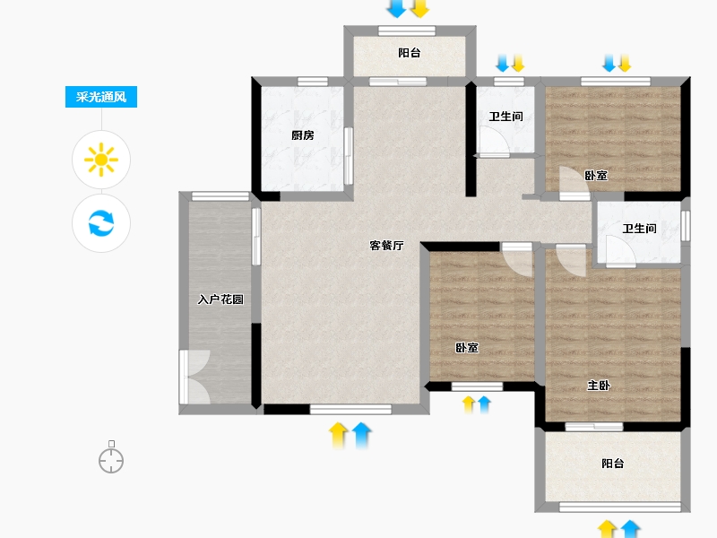 湖南省-衡阳市-酃湖村安置房-117.00-户型库-采光通风