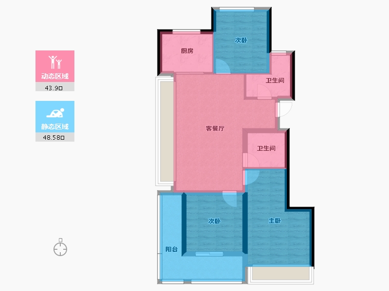 浙江省-杭州市-杭州融创城-82.00-户型库-动静分区