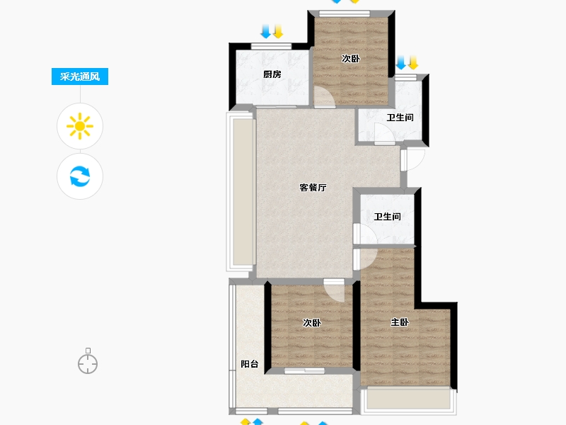 浙江省-杭州市-杭州融创城-82.00-户型库-采光通风