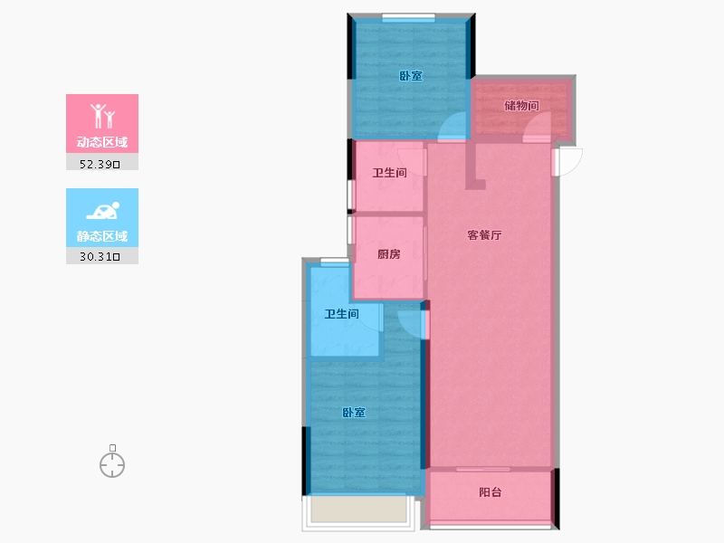 浙江省-杭州市-保利欣品华庭-73.98-户型库-动静分区