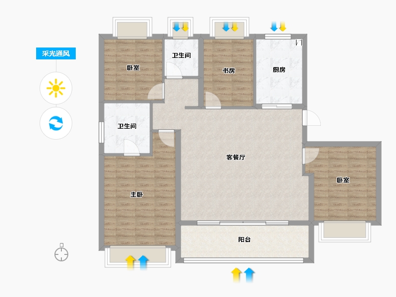 江苏省-南京市-金陵华夏中心-114.40-户型库-采光通风