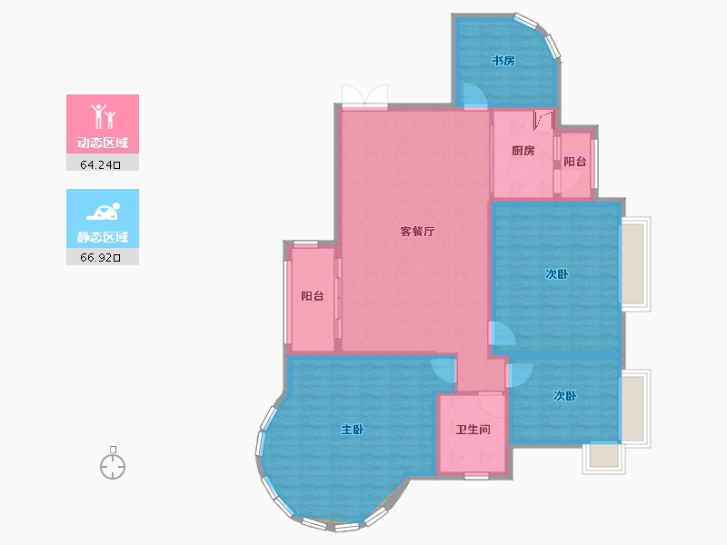 内蒙古自治区-乌海市-陶然印象-129.56-户型库-动静分区