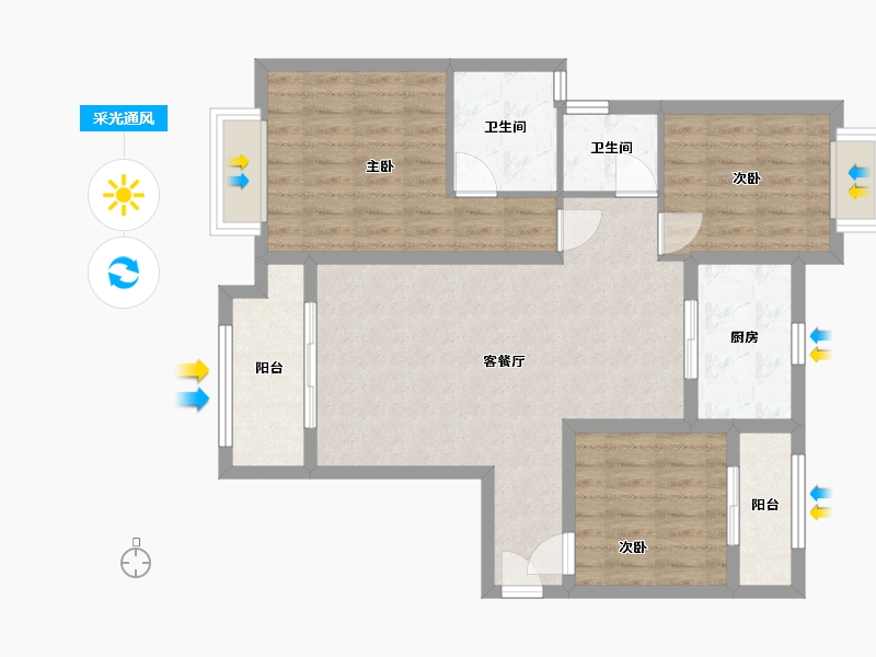 陕西省-汉中市-智慧城-117.00-户型库-采光通风