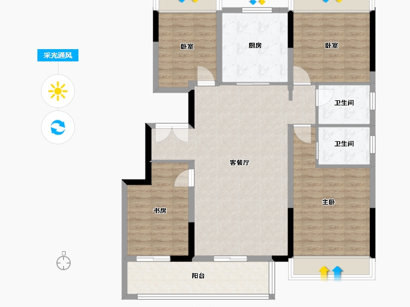 湖北省-天门市-华鸿公园天下-110.00-户型库-采光通风