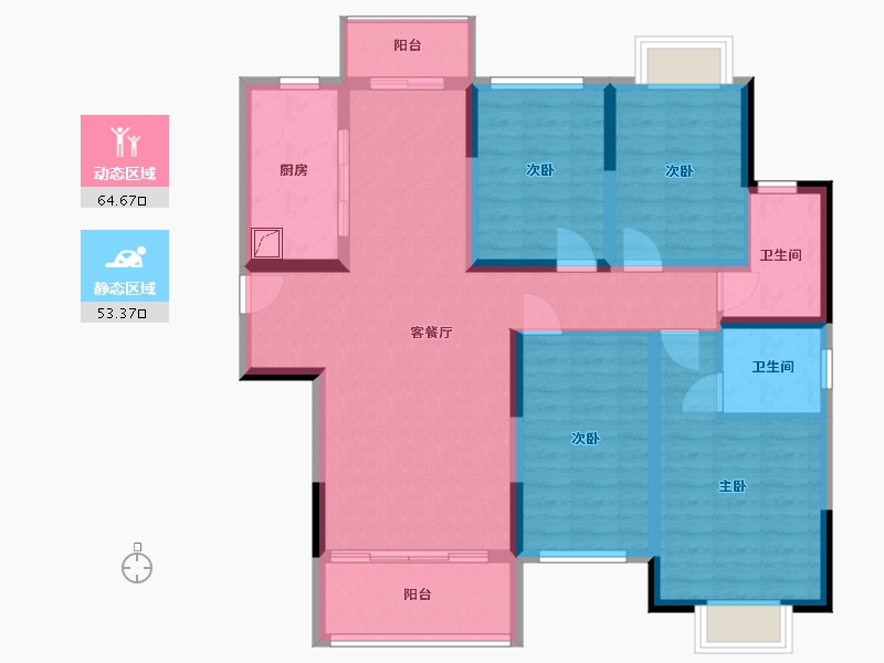 湖南省-长沙市-梦想新天地-110.00-户型库-动静分区