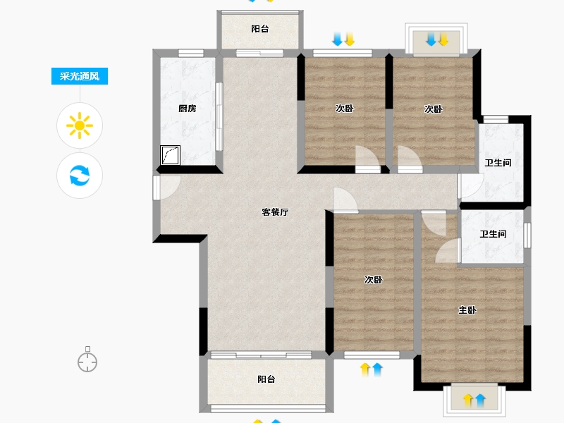 湖南省-长沙市-梦想新天地-110.00-户型库-采光通风