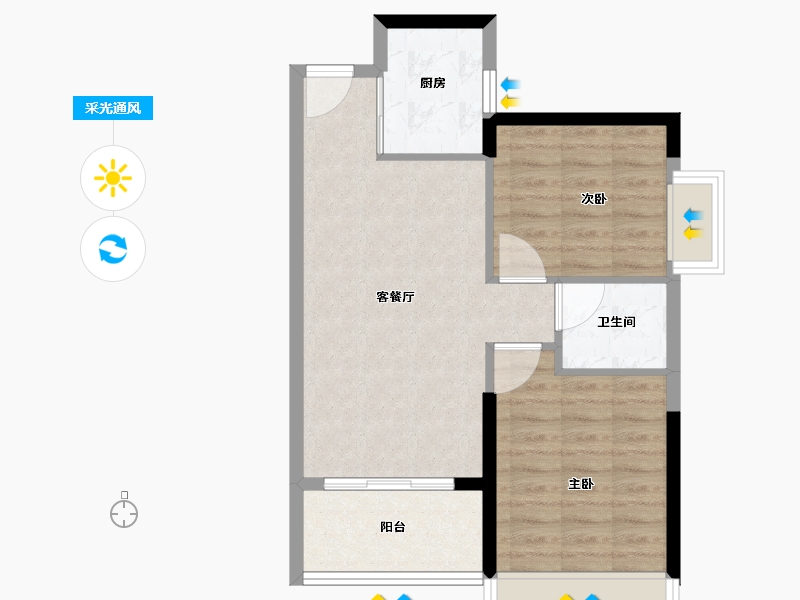 广东省-珠海市-佳兆业·水岸华都·悦港湾-60.27-户型库-采光通风