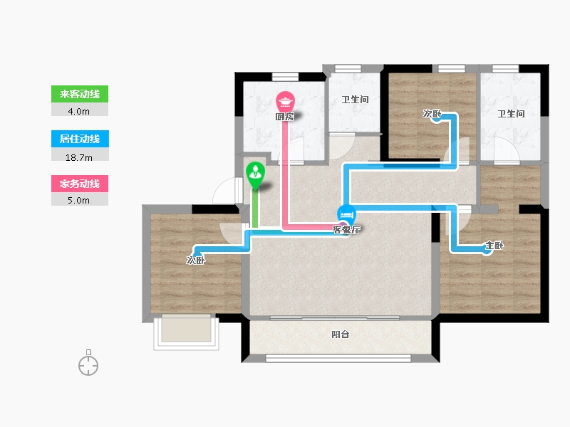 天津-天津市-鸿坤理想城-76.35-户型库-动静线