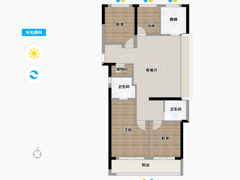 浙江省-杭州市-河语光年府-103.00-户型库-采光通风