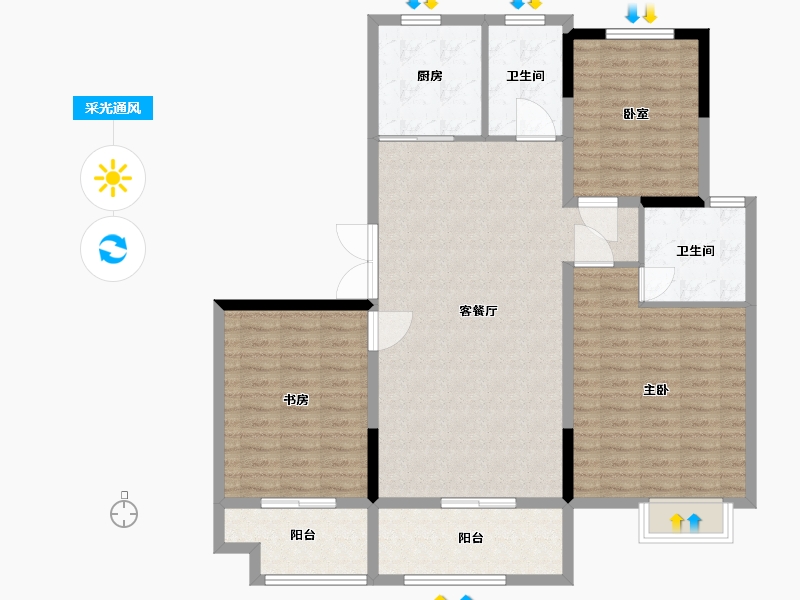 江苏省-宿迁市-富园景都-118.00-户型库-采光通风