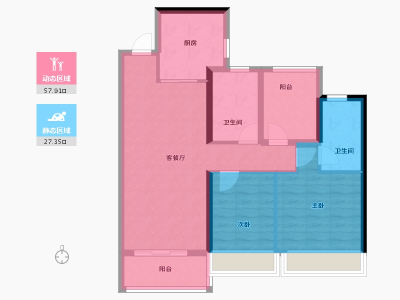 广东省-佛山市-海伦堡美的玖悦府-75.75-户型库-动静分区