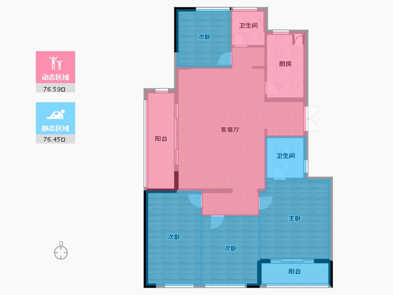 浙江省-金华市-通福六区-140.00-户型库-动静分区