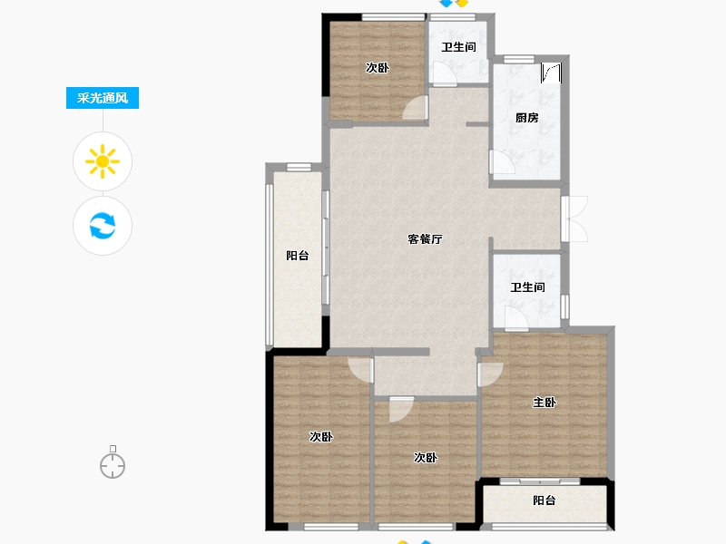 浙江省-金华市-通福六区-140.00-户型库-采光通风