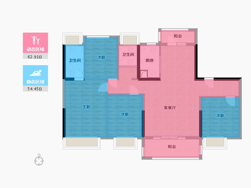 湖北省-黄石市-碧桂园磁湖半岛-109.76-户型库-动静分区