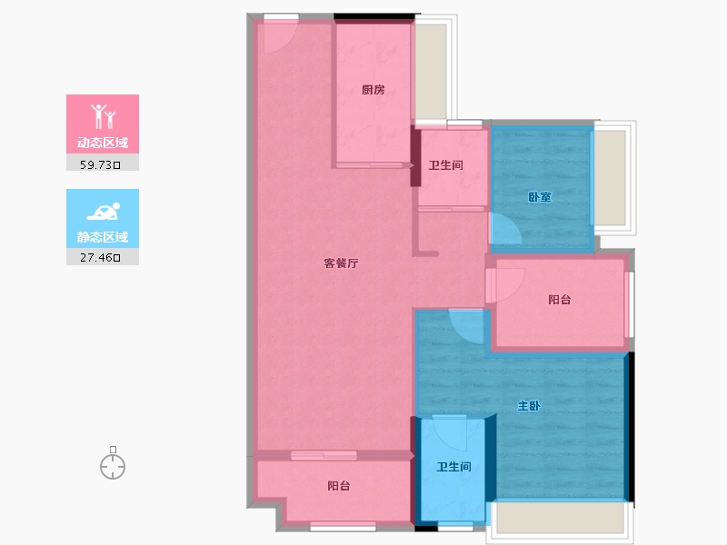 广东省-佛山市-碧桂园凤凰湾-77.60-户型库-动静分区