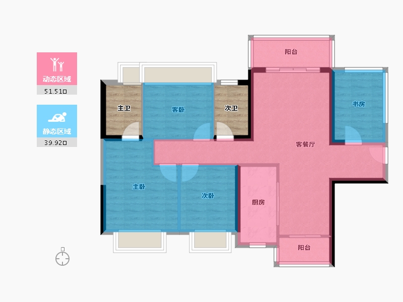 广东省-佛山市-保利华侨城云禧-90.06-户型库-动静分区