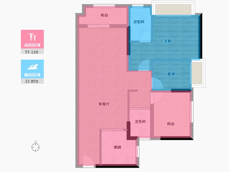 广东省-佛山市-碧桂园凤凰湾-69.13-户型库-动静分区