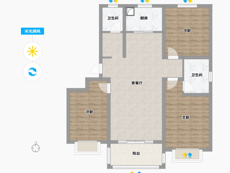 河南省-濮阳市-学府一号-95.00-户型库-采光通风