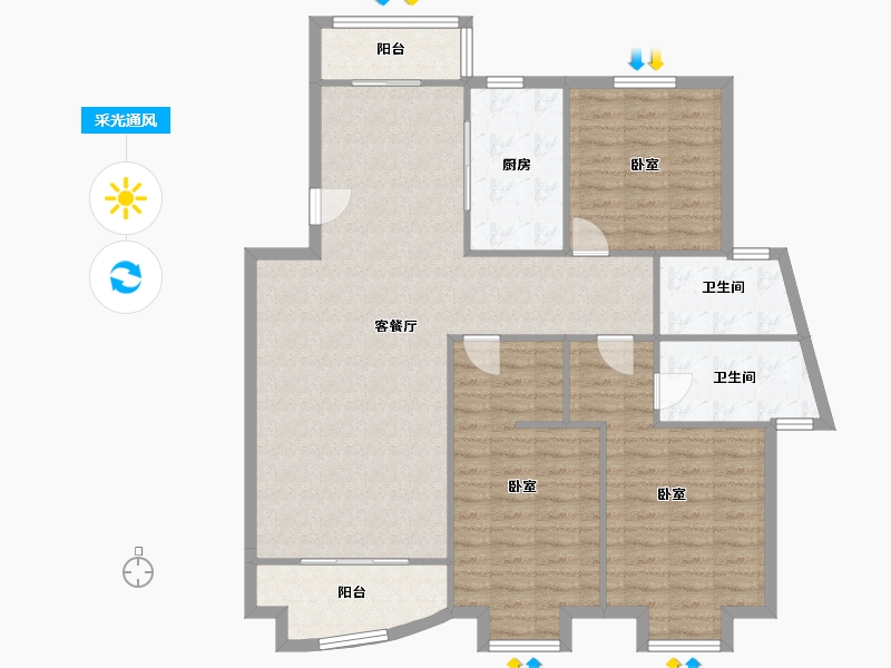 安徽省-合肥市-缤纷南国绮霞居-130.20-户型库-采光通风