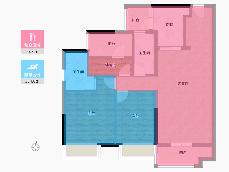 广东省-佛山市-旭辉雅居乐清樾-71.29-户型库-动静分区