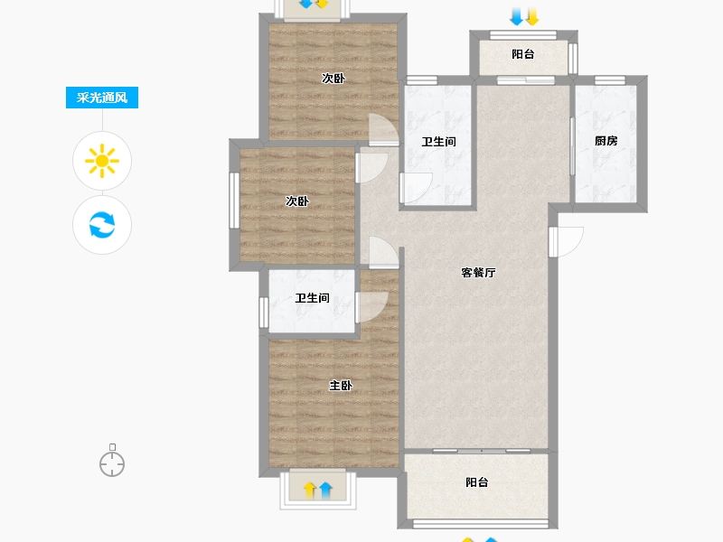 湖北省-武汉市-山海观一期-90.00-户型库-采光通风