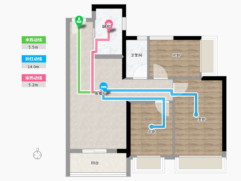 广东省-珠海市-佳兆业·水岸华都·悦港湾-69.28-户型库-动静线