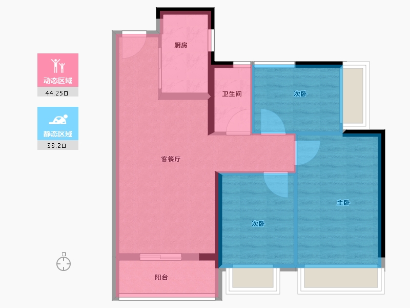 广东省-珠海市-佳兆业·水岸华都·悦港湾-69.28-户型库-动静分区