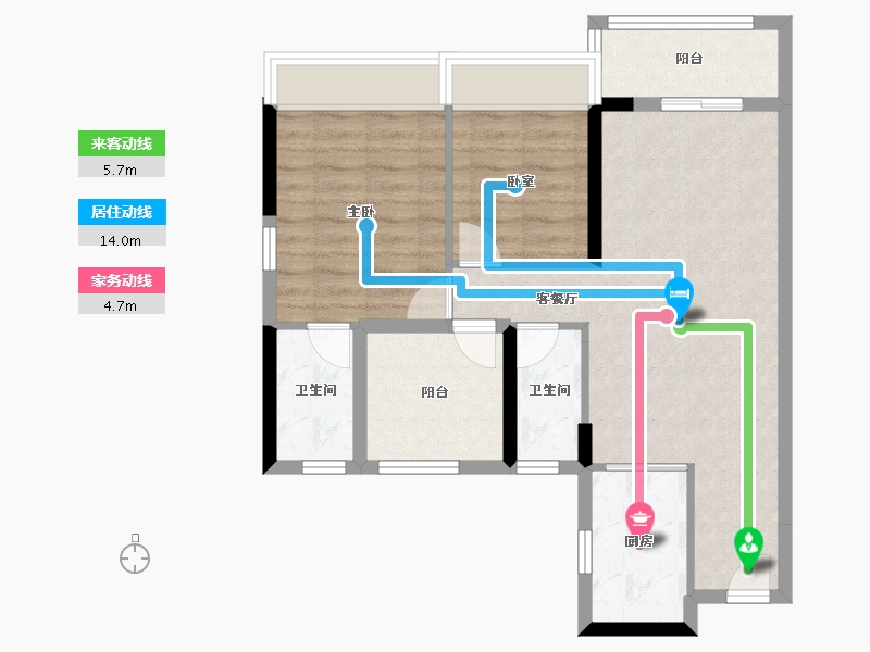 广东省-佛山市-碧桂园凤凰湾-70.03-户型库-动静线