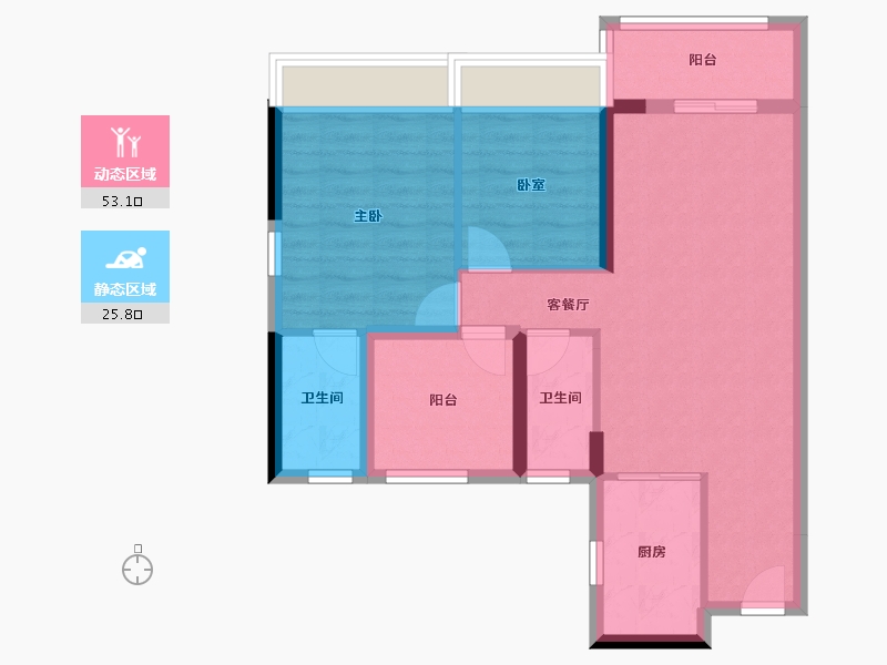 广东省-佛山市-碧桂园凤凰湾-70.03-户型库-动静分区