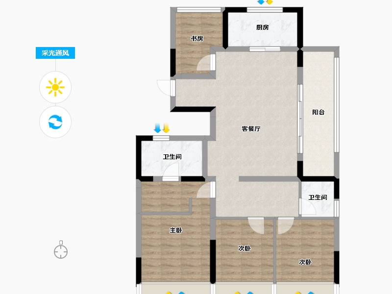 浙江省-杭州市-中旅归锦府-98.71-户型库-采光通风