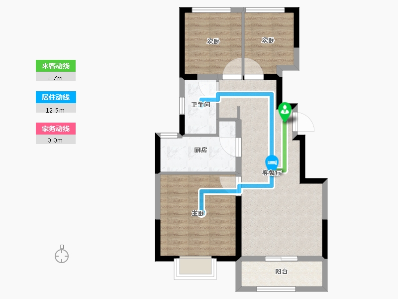 天津-天津市-龙湖·春江悦茗-68.38-户型库-动静线