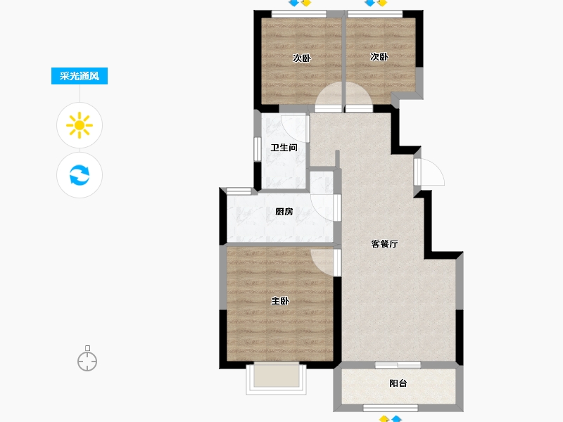 天津-天津市-龙湖·春江悦茗-68.38-户型库-采光通风