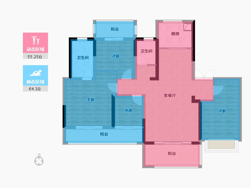 江苏省-南京市-新保弘领东苑-105.60-户型库-动静分区