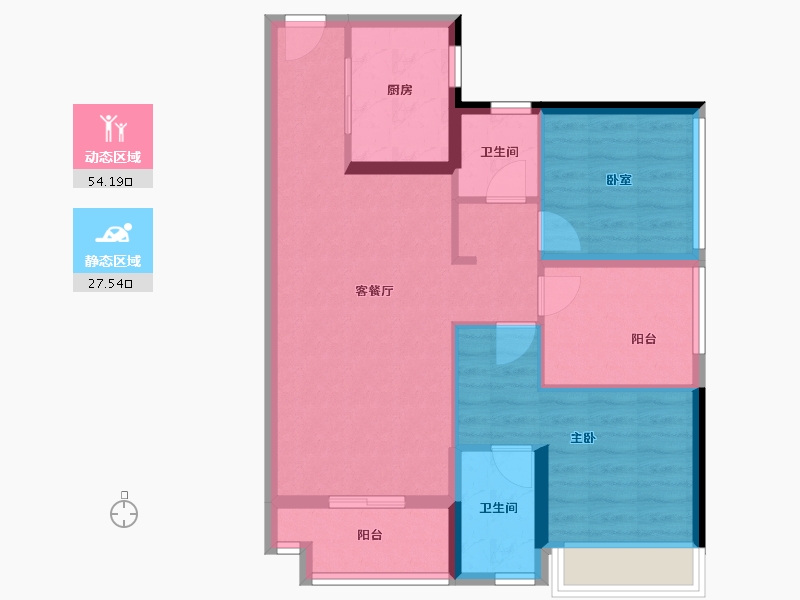 广东省-佛山市-碧桂园锦泷湾-72.62-户型库-动静分区