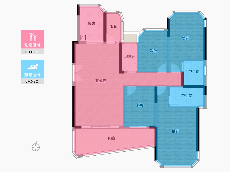 广东省-珠海市-天恒·湾景-119.61-户型库-动静分区