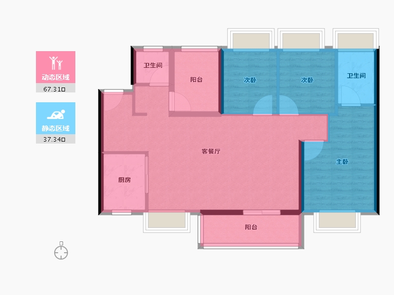 广东省-佛山市-美的云悦江山-94.40-户型库-动静分区