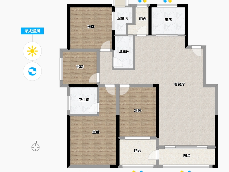 广东省-珠海市-马鞍山一号公馆-134.87-户型库-采光通风