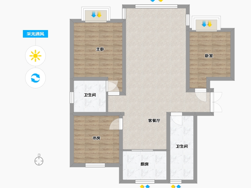 甘肃省-张掖市-顺祥嘉苑-110.00-户型库-采光通风