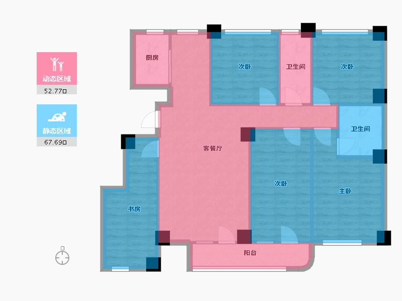 辽宁省-大连市-山河学府春天-122.00-户型库-动静分区