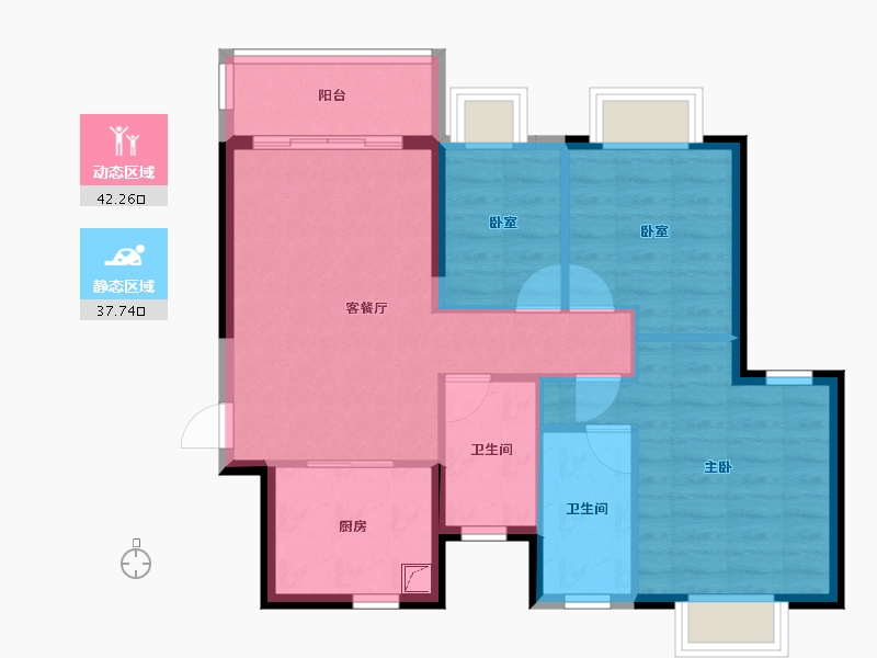 广东省-佛山市-恒大郦湖城-71.60-户型库-动静分区