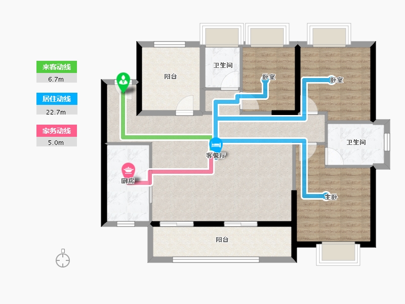 广东省-佛山市-普君新城华府二期-99.60-户型库-动静线