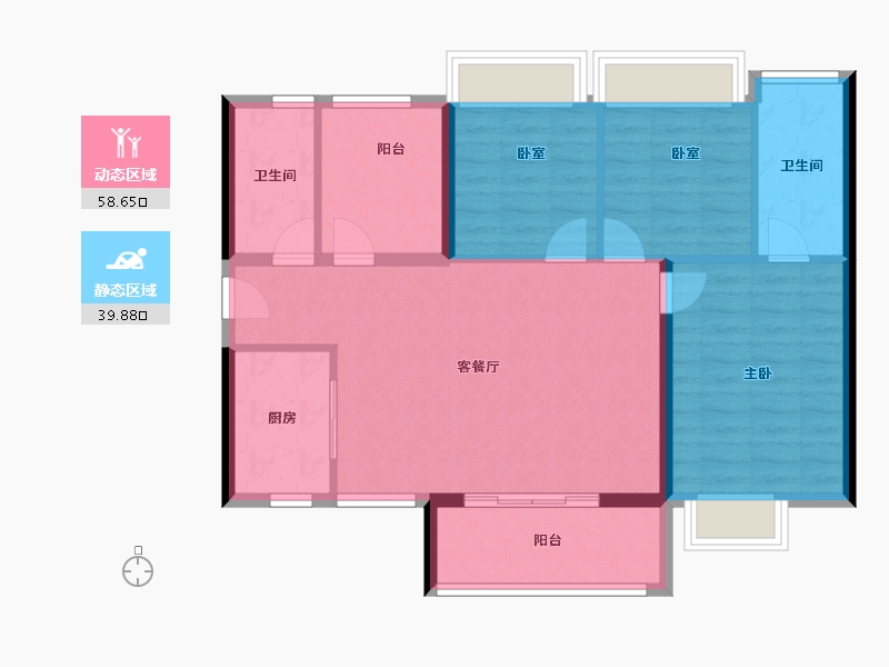 广东省-佛山市-碧桂园锦泷湾-89.08-户型库-动静分区