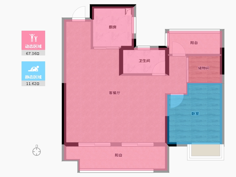 安徽省-合肥市-正荣旭辉政务未来-70.99-户型库-动静分区