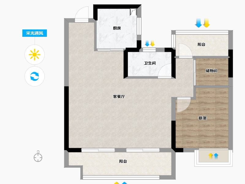 安徽省-合肥市-正荣旭辉政务未来-70.99-户型库-采光通风